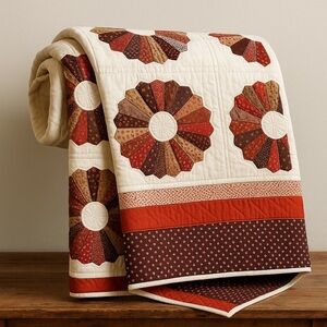 New Handmade King Size Cotton Quilt Dresden Plate Pattern.
